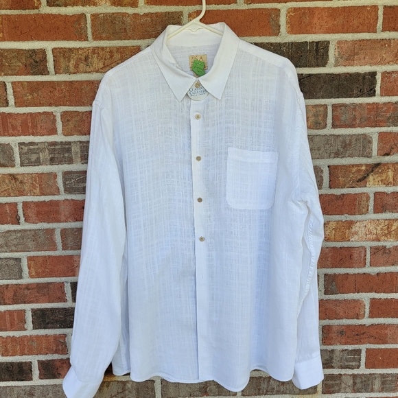 Joseph A Banks Men's XL Woven Patterned Linen Long Sleeved Button Cuff Shirt - Picture 1 of 13